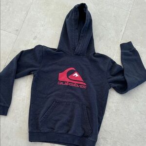 EUC Quiksilver Dark Blue Kids Hoodie with Red Logo